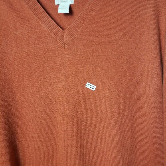 Banana Republic Mens 100% Cashmere V-Neck Sweater rust Orange Large - Picture 9 of 10